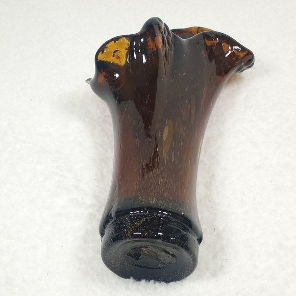 Vintage Amber Brown Root Beer Hand Blown Vase - Picture 7 of 12